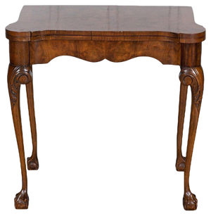 English Walnut & Mahogany Games Table, 1940s