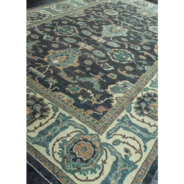 Navy Blue Turkish Oushak Antique Look Rug 9'3" x 13'4" #20062 For Sale - Image 8 of 8