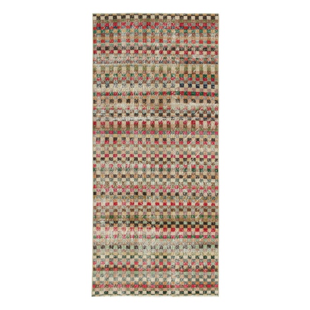 Red 1960s Vintage Zeki Müren Rug in Polychromatic Geometric Patterns, by Rug & Kilim For Sale - Image 8 of 8