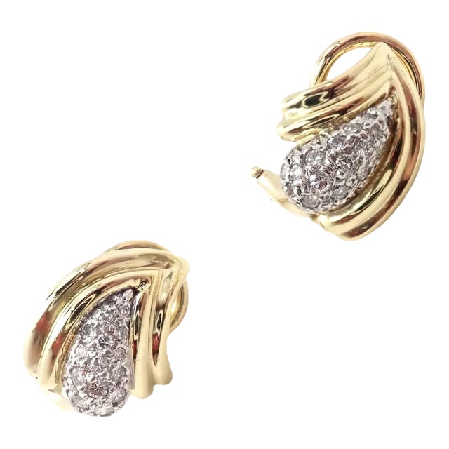 Tiffany & Co. 18k Yellow Gold Diamond Teardrop Earrings, Pair For Sale