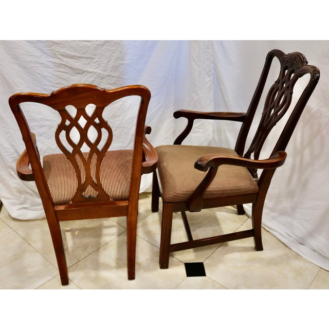 Vintage Chippendale Mahogany Carved Dining Chairs - Set of 6