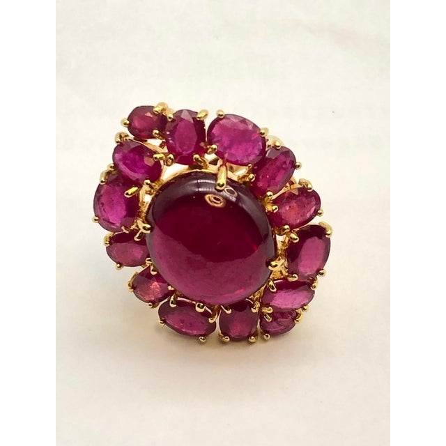 Bochic "Orient" Vintage 50 Carat Natural Multi Ruby Ring Set 18K Gold &Silver For Sale - Image 17 of 18