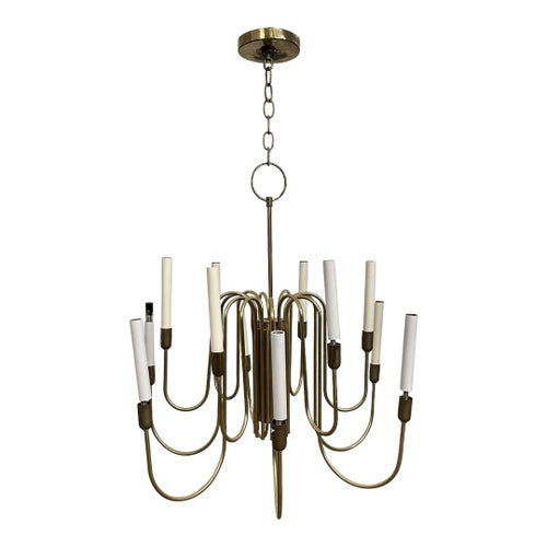 Mid Century Modern Tommi Parzinger Style Brass Chandelier by Lightolier