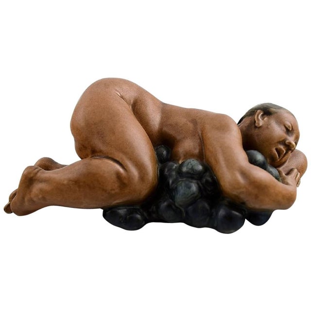 Figurine in the Form of a Lying Woman by Kai Nielsen for Bing & Grondahl, 1919 For Sale - Image 4 of 4