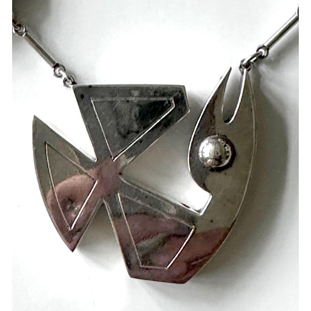 Modern Bird Motif Sterling Silver Necklace and Earrings Set Graziella Laffi For Sale - Image 9 of 14