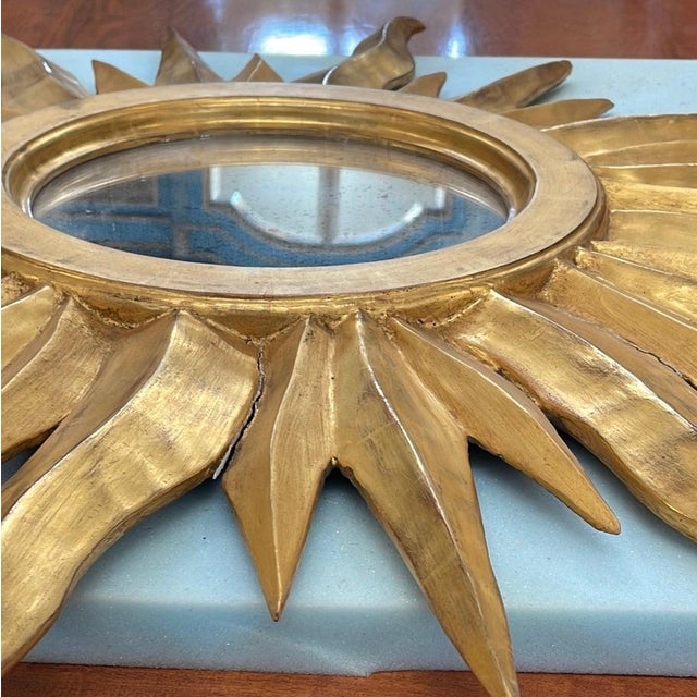 Mid 20th Century Italian Florentine Sunburst With Old Mirror For Sale - Image 10 of 12