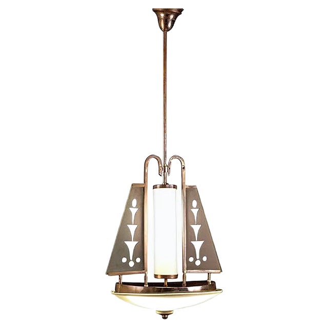 Art Deco Chrome and Murano Glass Chandelier by Pietro Chiesa for Fontana Arte For Sale