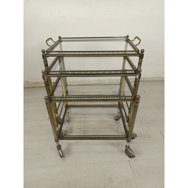 Gold Vintage Gold Brass Nesting Tables, 1970s, Set of 3 For Sale - Image 8 of 16