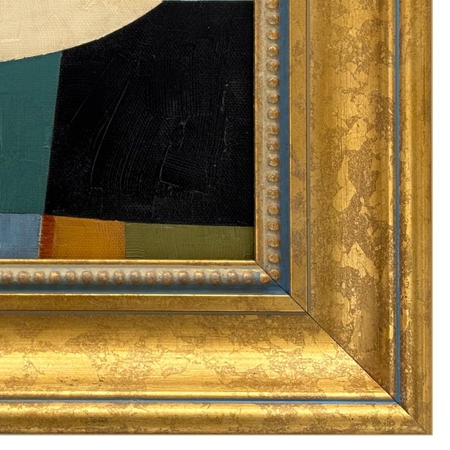 2020s Contemporary Bold Abstract Color-Block Oil Painting in Vintage Frame For Sale - Image 5 of 6