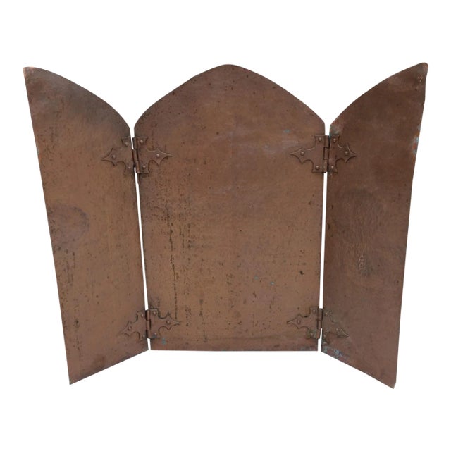 Antique Hammered Copper Folding Screen For Sale