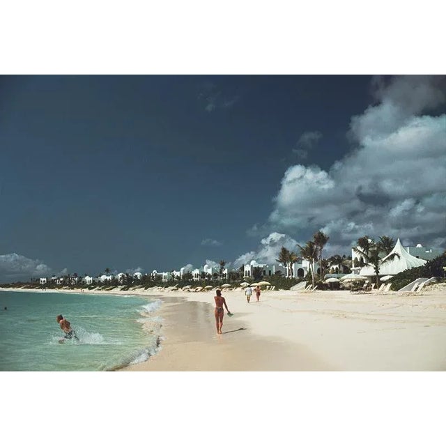 Anguilla Beach Resort 1992 Holidaymakers on the mile-long crescent beach at the Hotel Cap Jaluca resort, Anguilla, Leeward...