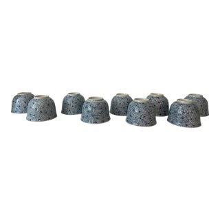 Antique Blue and White Japanese Teacups - Set of 9 - Mizinkarakusa Intricate Designs For Sale
