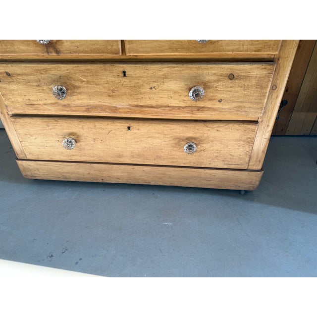 Antique Pine Two Over Two Drawers - Chest of Drawers With Glass Knobs From England For Sale - Image 11 of 18