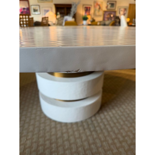 Mr. Brown London "Armand" Stacked Gesso & Brass Round Dining Table For Sale - Image 10 of 10