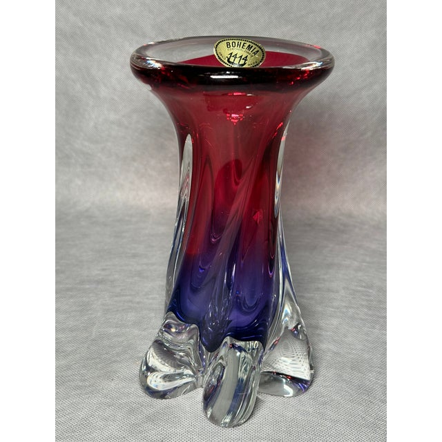 Gradient Pink-Purple Vase from Bohemia, 1970s For Sale - Image 6 of 6