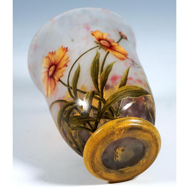 Art Nouveau Cameo Vase, Marigold Flower, Daum Nancy, France, 1910, 1890s For Sale - Image 6 of 7