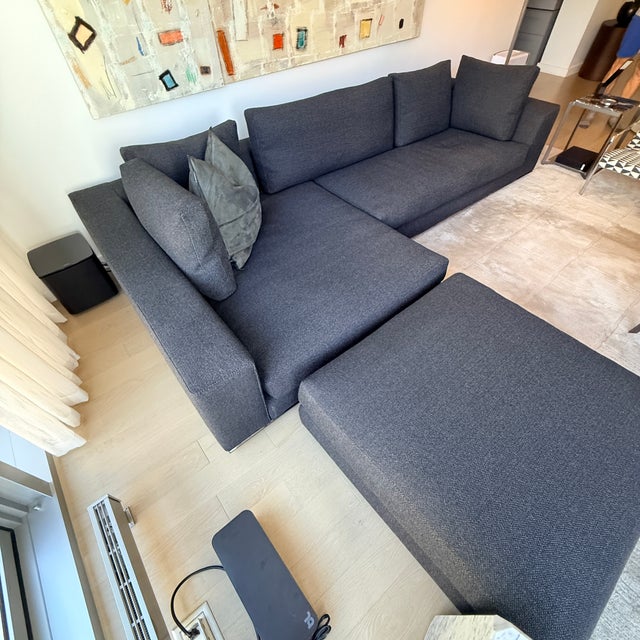 2010s Minotti Two Piece Sectional With Ottoman For Sale - Image 5 of 14