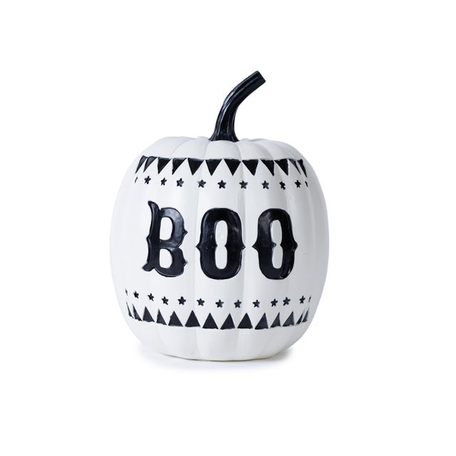Kenneth Ludwig Chicago Spooky and Boo Pumpkin (Set of 2) For Sale - Image 4 of 5