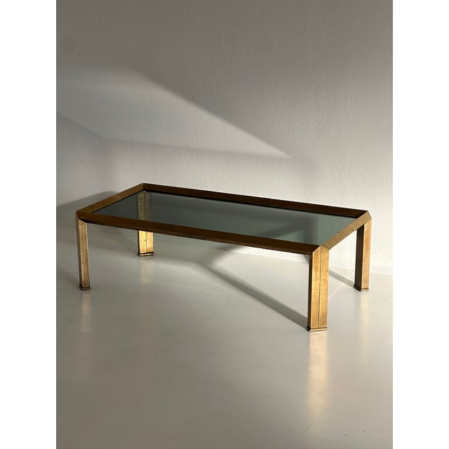 Mid-Century Modern Coffee Table in Crystal and Brass, 1970s For Sale - Image 3 of 11