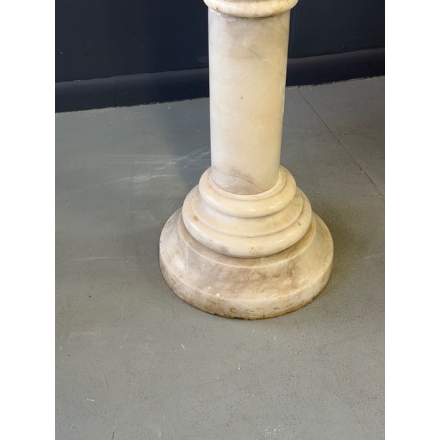 Antique Italian White 7 Piece Carved Alabaster Pedestal Column For Sale - Image 9 of 13