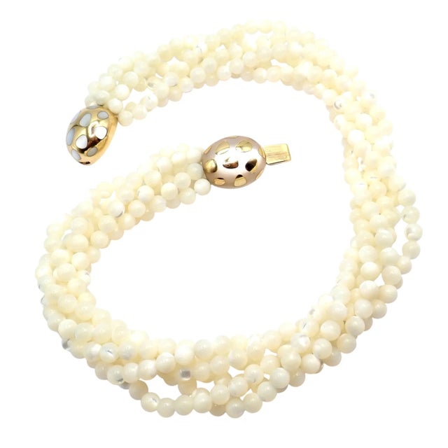 1980s Tiffany & Co. Angela Cummings Gold Mother of Pearl Bead Positive Torsade Necklace For Sale - Image 10 of 15