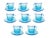Glass Vintage Forte Crisa Cup & Saucer Light Blue Glass Tea Serving Set of 8 For Sale - Image 7 of 7