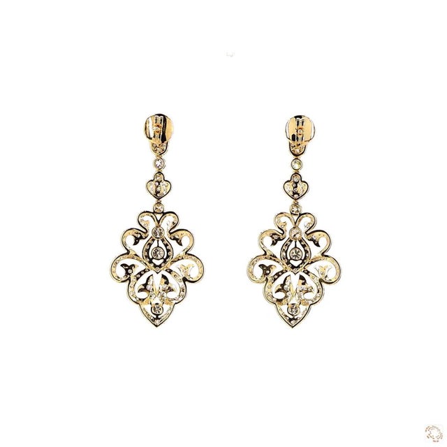1970s 4.29 Carat Round Brilliant Cut Diamond Gold Earrings, Pair For Sale - Image 4 of 7