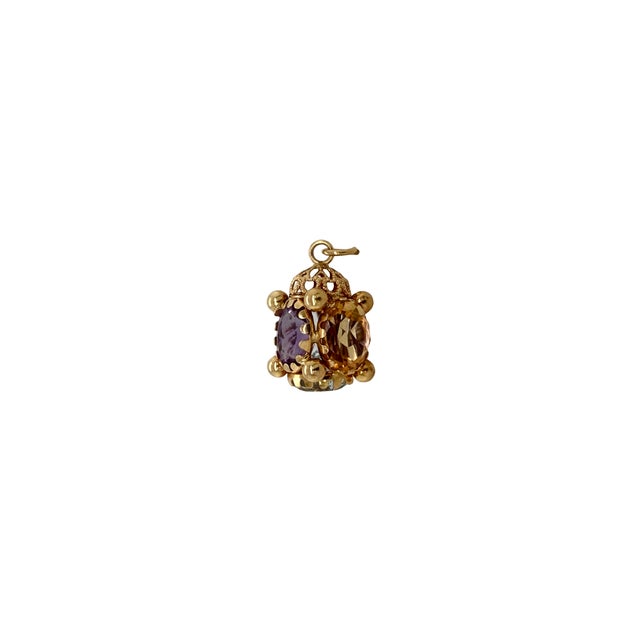 18 K Gold Multi Gemstone Fob Charm Pendant For Sale - Image 14 of 18