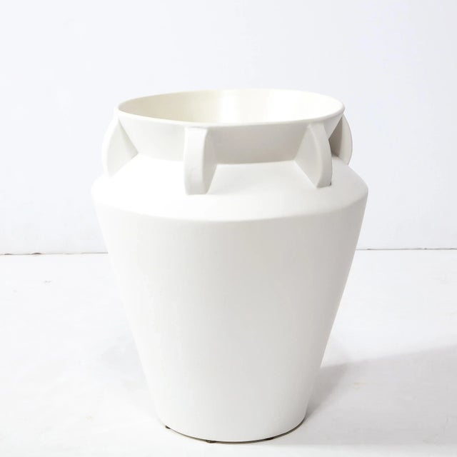 Modern Late 20th Century Modernist Urn Form White Ceramic Vase For Sale - Image 3 of 12