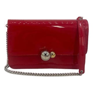 Mid 20th Century Christian Dior Red Patent Leather Tribale Chain Flap Bag For Sale