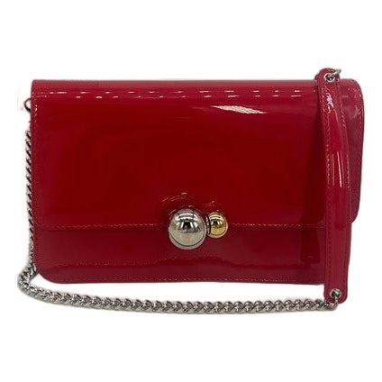 Mid 20th Century Christian Dior Red Patent Leather Tribale Chain Flap Bag For Sale