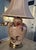 Chinoiserie Vintage Floral Ceramic Table Lamp With Brass Base & Bell Shade For Sale - Image 3 of 8