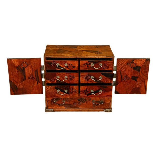 Antique Japanese Meiji Kodansu Tansu Marquetry Table Cabinet Jewelry Chest 1880 For Sale In Portland, OR - Image 6 of 15