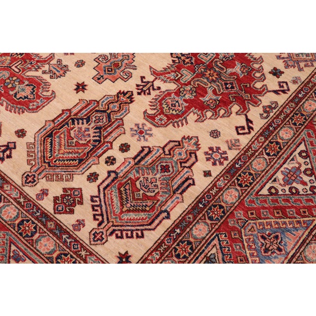 Southwestern Super Kazak Ivory/Red Wool Rug - 8'8'' X 12'4'' For Sale - Image 4 of 10