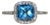 The San Bruno: Ladies 14K Checkerboard Cushion Cut Topaz and Diamond Halo Ring For Sale