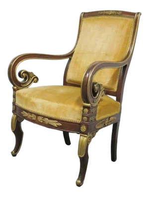 19th Century Antique Empire Mahogany Gold Gilt Ormolu Mounted Chair