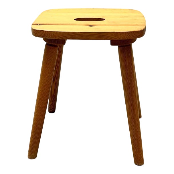 Swiss Wooden Quadripod Stool in Pine For Sale