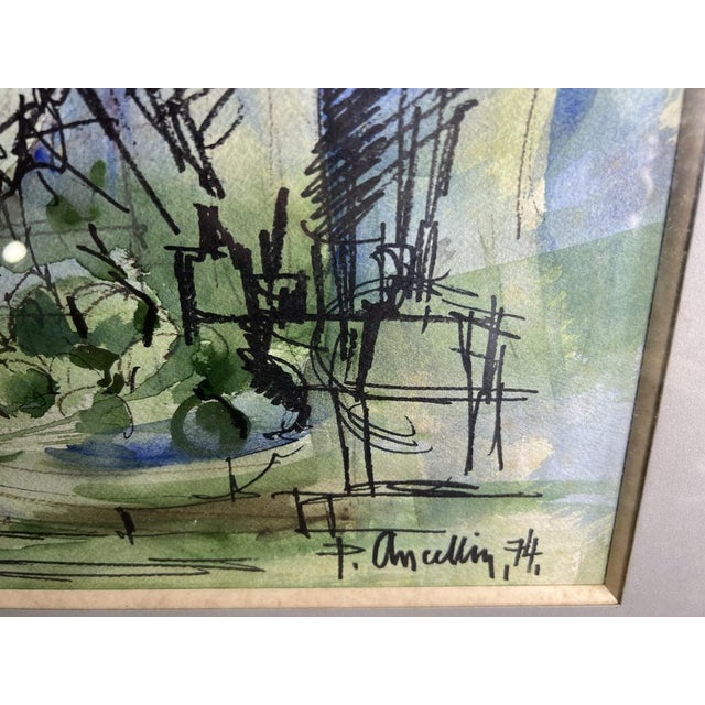 Ancellin, Nude in the Workshop, 1974, Watercolor For Sale - Image 10 of 11