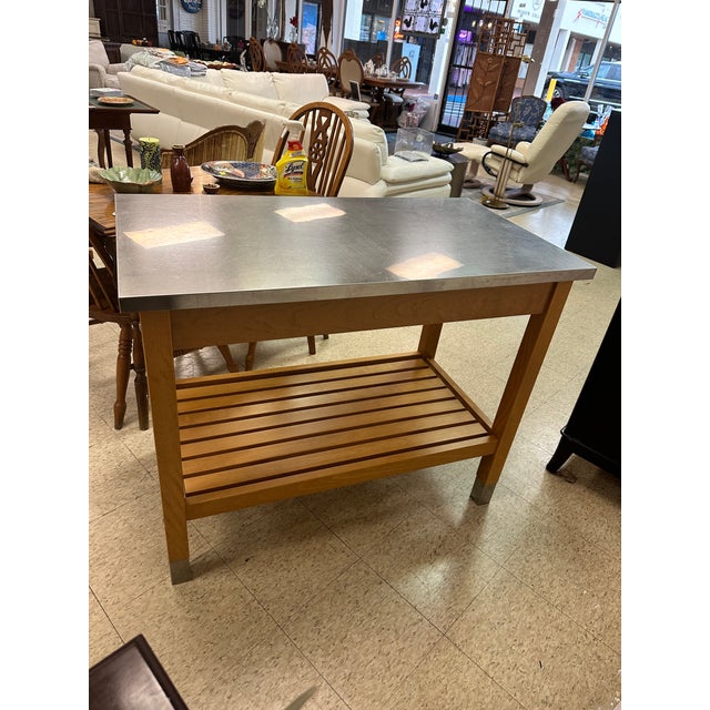 1990s Pottery Barn Stainless Kitchen Island Chairish