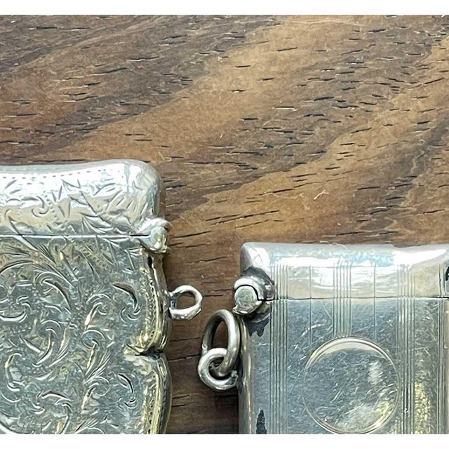 Silver - Two English silver matchboxes - 19th century. English; with silversmith's marks P&S dated 1897 and silversmith's...