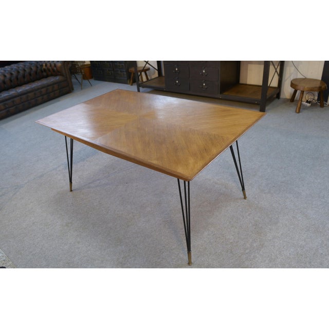 Italian Oak Table with Cast Iron and Bronze Legs, 1960s For Sale - Image 4 of 13