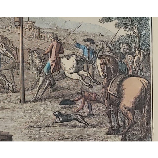 19th Century Hand Colored Italian Engraving, "La Giostra" For Sale - Image 4 of 6