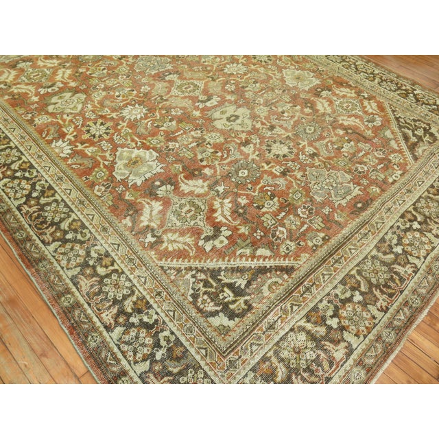 1920s Traditional Rust Room Size Antique Rug, 8'11'' X 12'3'' For Sale - Image 5 of 10