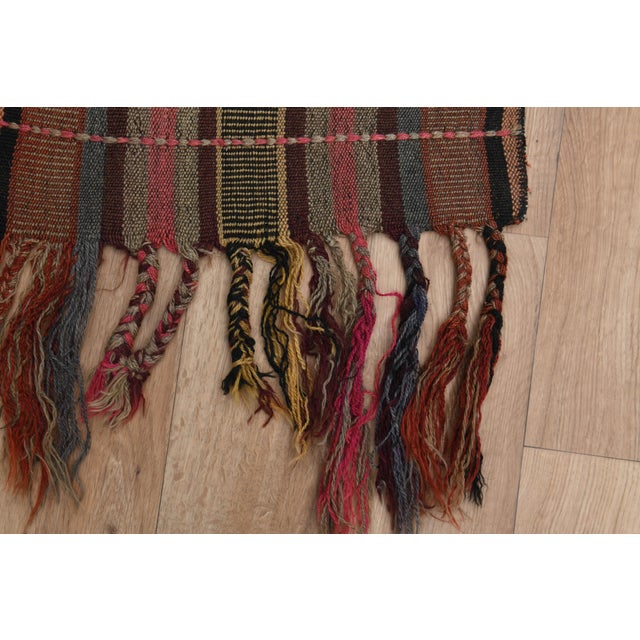 Striped Turkish Vintage Orange Brown Kilim Rug For Sale - Image 4 of 11