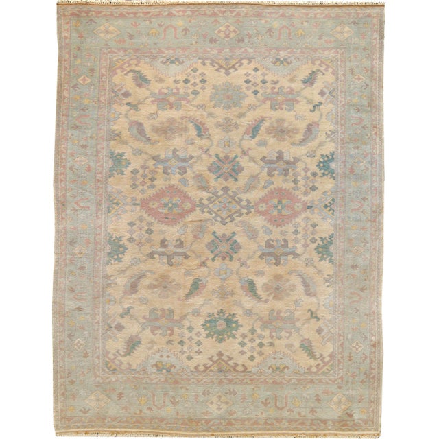 Genuine hand-knotted Agra from Kashmir featuring subtle colors and a beautiful decorative all-over design. 100% fine...