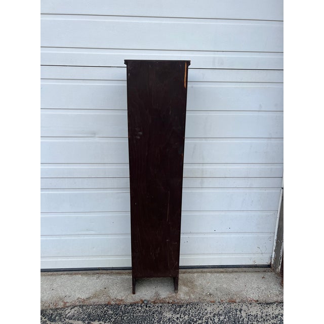 Wood Vintage Narrow Wooden Bookcase With Dark Finish For Sale - Image 7 of 7