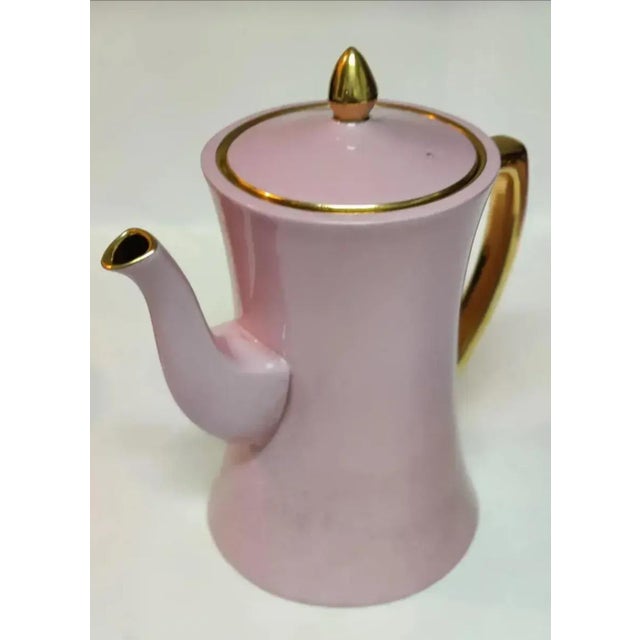 1940s 1940s Carlton Ware Pink Demitasse Set With Gold Gilt Trim- 11 Pieces For Sale - Image 5 of 15