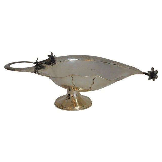 Elegant set of two Damar 925 silver bowls, each designed in a sculptural leaf or flower-petal form with delicate floral...