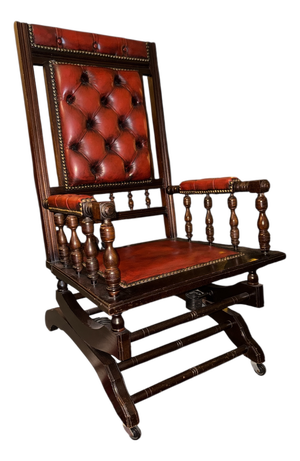 English Leather Platform Rocking Chair