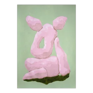 2024, Abstract Modern Shapes in Pastel Tones of "Pink Rocks", Acrylic Painting on Watercolor Paper by Ryan Rivadeneyra